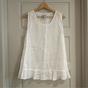 Match Point 100% Linen Sleeveless Ruffle Hem Top Size‎ Medium